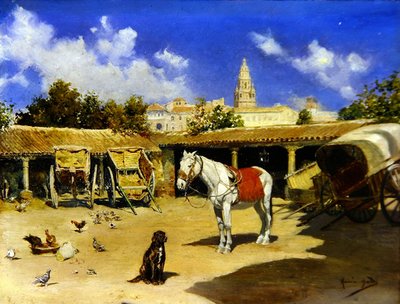 Une cour à Murcie, avec tour de la cathédrale - Jose Marin Baldo