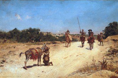 La rencontre de Sancho Panza et de son âne Rucio, Illustration de Don Quichotte, vers 1878 - Jose Moreno Carbonero