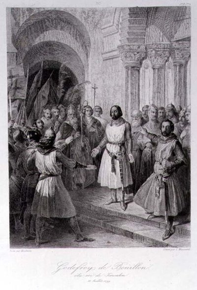Godefroy de Bouillon (vers 1060-1100) Élu Roi de Jérusalem, gravé par Léopold Massard (1812-89) - Jose de (after) Madrazo y Garreta