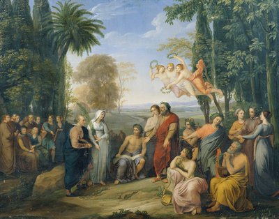 Klopstock parmi les poètes en Elysium - Josef Abel