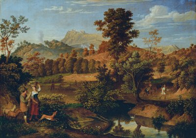 Paysage italien avec paysan labourant (La Serpentara près d