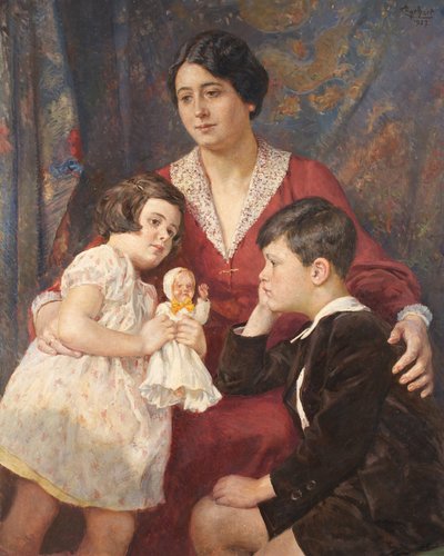 Madame Hirsch avec ses enfants - Josef Engelhart