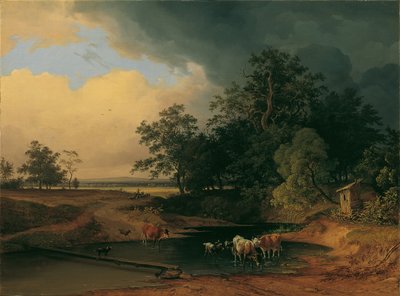 Paysage fluvial au crépuscule - Josef Feid