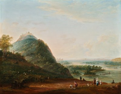 Vendanges près de Vienne avec vue sur Klosterneuburg, Leopoldsberg, Bisamberg et Korneuburg - Josef Heideloff