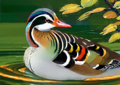 Animaux : canard mandarin 1 - Josef Johann Michel
