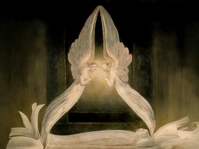 Christus im Grab von Engeln bewacht - Josef Johann Michel
