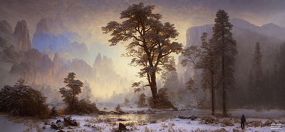 JJM recrée Bierstadt-A: Vallée de Yosemite-neige - Josef Johann Michel
