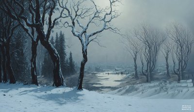 JJM recrée Bierstadt-A: Hiver à Yosemite (patineurs) - Josef Johann Michel