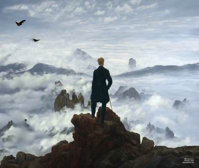 JJM recrée Friedrich-C-D: Le voyageur au-dessus de la mer de brouillard (Panorama) - Josef Johann Michel