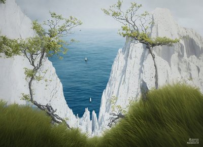 JJM recrée Friedrich-C-D: Falaises de craie sur Rügen (Panorama) - Josef Johann Michel