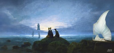 JJM recrée Friedrich-C-D: Lever de lune sur la mer (observateur silencieux) - Josef Johann Michel