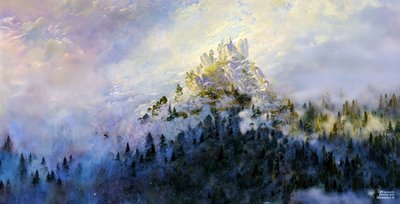 JJM recrée Friedrich-C-D: Brouillard matinal dans les montagnes (Panorama) - Josef Johann Michel