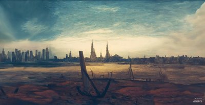 JJM recrée Friedrich-C-D: Ville au lever de lune (gratte-ciel) - Josef Johann Michel