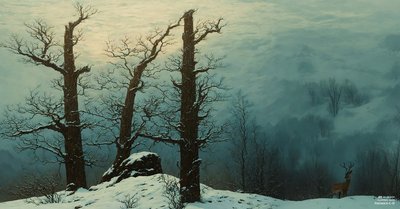 JJM recrée Friedrich-C-D: Tas de pierres dans la neige (Panorama) - Josef Johann Michel