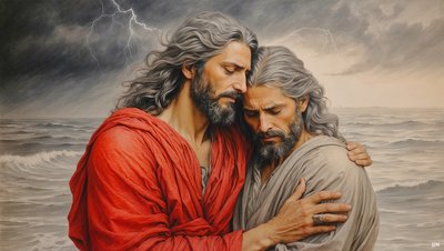 Jésus de Nazareth sauve Simon Pierre de la noyade - Josef Johann Michel