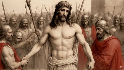 Jésus moqué et battu par les soldats romains - Josef Johann Michel
