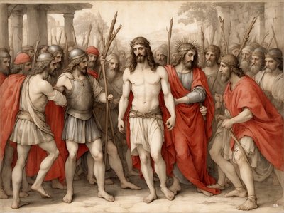 Jésus moqué et battu par les soldats romains - Josef Johann Michel