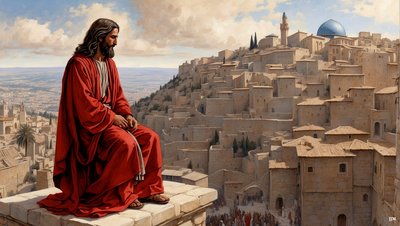 Jésus placé par le diable sur le pinacle du temple - Jette-toi en bas - Josef Johann Michel
