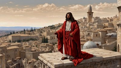 Jésus placé par le diable sur le pinacle du temple - Jette-toi en bas - Josef Johann Michel