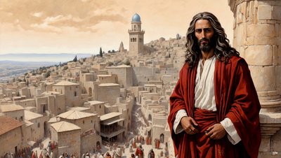 Jésus placé par le diable sur le pinacle du temple - Jette-toi en bas - Josef Johann Michel