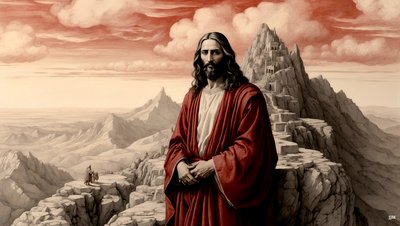 Jésus montré par le diable sur une montagne tous les royaumes du monde - adore-moi_03 - Josef Johann Michel