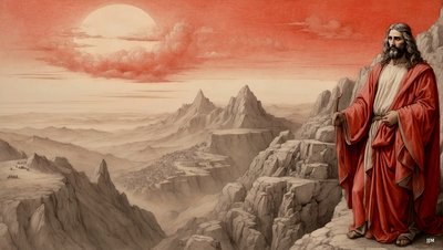 Jésus montré par le diable sur une montagne tous les royaumes du monde - adore-moi_04 - Josef Johann Michel