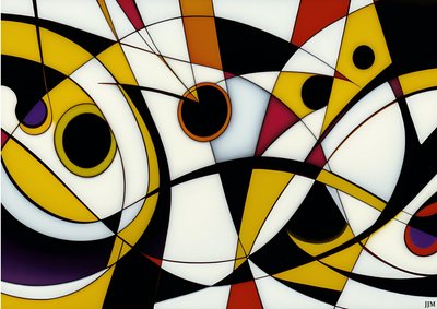 abstrait : sur fond blanc-cercles+balançoires 3 - Josef Johann Michel