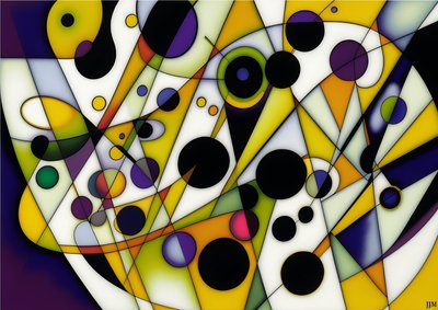 abstrait : sur fond blanc-cercles+balançoires 4 - Josef Johann Michel