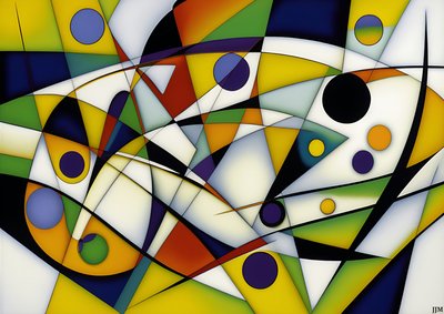 abstrait : sur fond blanc-cercles+balançoires 5 - Josef Johann Michel