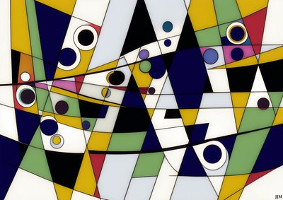 abstrait : sur blanc-cercles+balançoires 9 - Josef Johann Michel