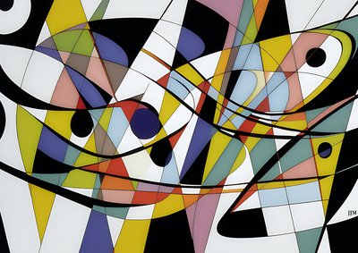 abstrait : sur blanc-balançoires 3 - Josef Johann Michel