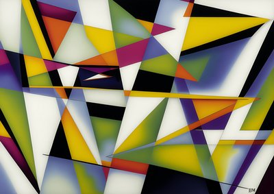 abstrait : sur blanc-triangles 1 - Josef Johann Michel