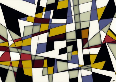 abstrait : sur blanc-triangles 3 - Josef Johann Michel