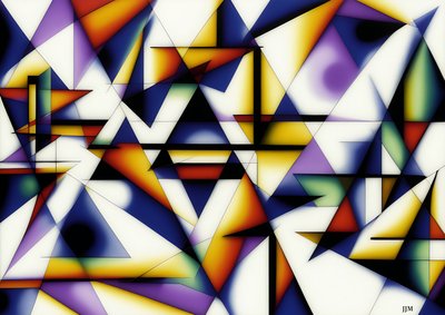 abstrait : sur blanc-triangles 4 - Josef Johann Michel