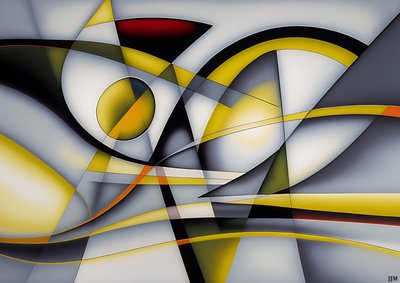abstrait : argent-jaune_courbe 1 - Josef Johann Michel