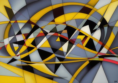 abstrait : argent-jaune_courbe 4 - Josef Johann Michel