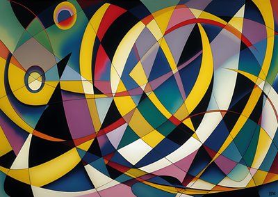 abstrait : argent-jaune_courbe 7 - Josef Johann Michel