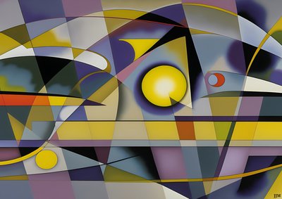 abstrait argent-jaune_courbe 9 - Josef Johann Michel