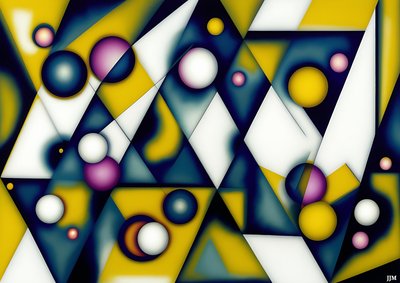 abstrait : sphères+triangles 2 - Josef Johann Michel