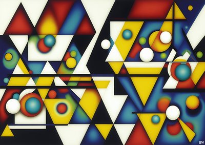 abstrait : sphères+triangles 4 - Josef Johann Michel