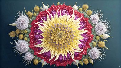 mandala: éléments de chardon avec fleur_01 - Josef Johann Michel
