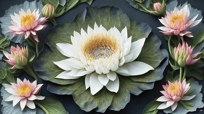 mandala: éléments de nénuphars_03 - Josef Johann Michel