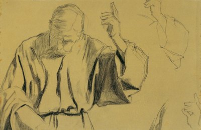 Étude de draperie pour le tableau "Ascension du Christ" - Josef Wawra