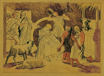 Sainte Famille avec bergers - Josef Wawra