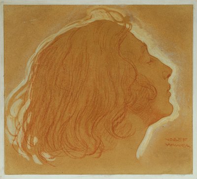 Tête de fille de profil - Josef Wawra