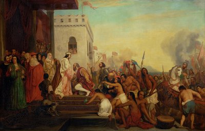 Christophe Colombe recu par Ferdinand II et Isabelle laCatholique a son retour des Indes … - Joseph-Nicolas Robert-Fleury