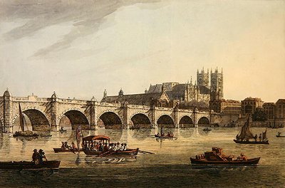 Vue du pont de Westminster, abbaye et hall, gravée par J.C. Stadler - Joseph (after) Farington