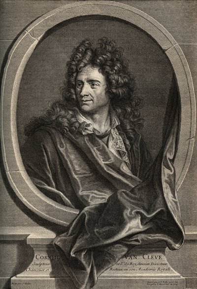 Portrait de Corneille Van Cleve sculpteur français (1645-1732) - gravure par Poilly d