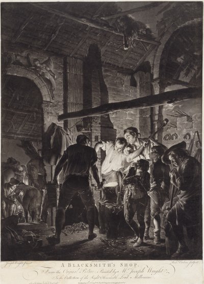 Atelier de forgeron, gravé par Richard Earlom - Joseph (after) Wright of Derby