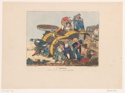 Chariot de foin renversé avec passagers (Pauvre bi bi!! j